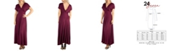 24seven Comfort Apparel Women's Cap Sleeve V-Neck Maxi Dress